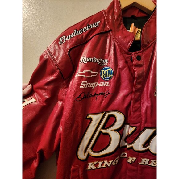 Dale Earnhardt Jr Nascar Budweiser Leather Jacket Size Medium - Picture 4 of 11